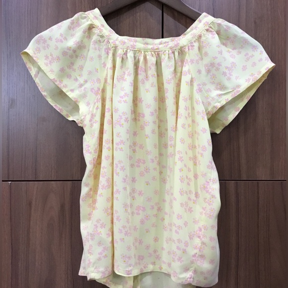 Cute Floral Pink and Yellow Flowy T-Shirt - Picture 2 of 2